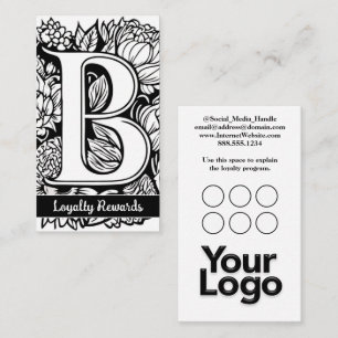 Monogrammed B Floral Black and White Company Logo  Business Card