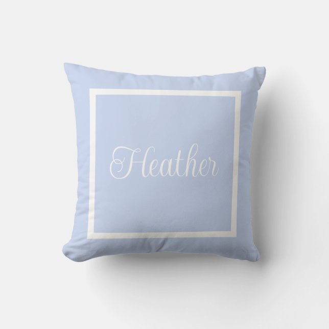 Monogrammed baby blue Throw Pillow (Front)