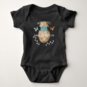 Monogrammed Babysaurus Dinosaur wild animal black Baby Bodysuit