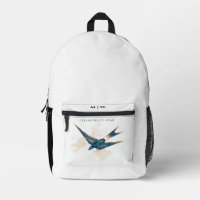 Monogrammed Barn Swallow Print Cut Sew Bag