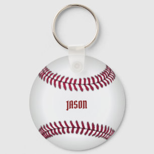 Monogrammed Baseball Key Ring