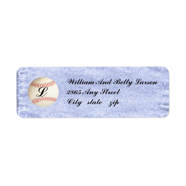 MONOGRAMMED BASEBALL,- RETURN ADDRESS LABELS (Front)