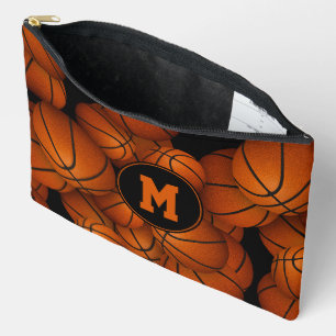 Monogrammed basketballs pattern accessory pouch