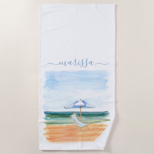 Monogrammed Beach Scene Towel