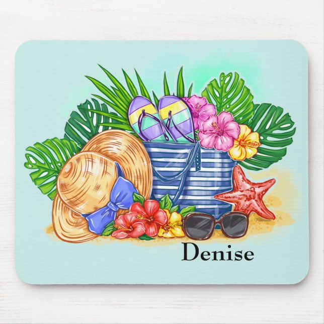 Monogrammed Beachy Summer Mouse Pad (Front)