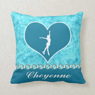 Monogrammed Beautiful Turquoise Figure Skater Cushion