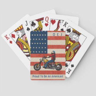 Monogrammed Biker Proud To Be American Playing Cards