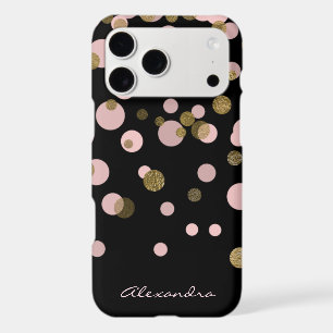 Monogrammed Black and Rose Gold Foil Confetti