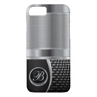 Monogrammed Black and Silver Metallic Mesh