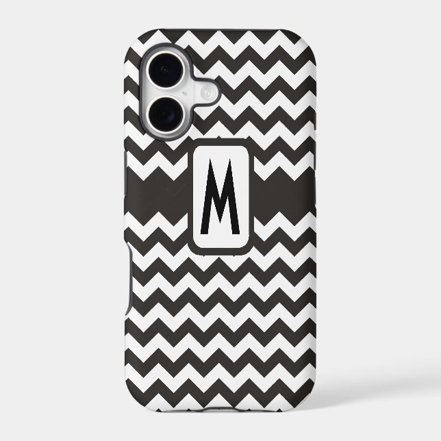 Monogrammed Black and White Chevrons Pattern (Back)