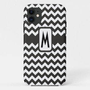 Monogrammed Black and White Chevrons Pattern Case-Mate iPhone Case