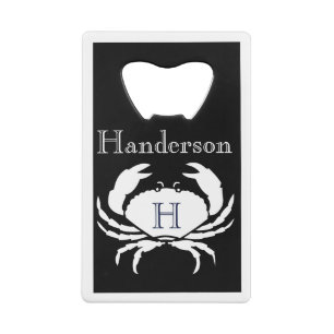 Monogrammed Black and White Crab Nautical