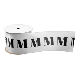 Monogrammed black and white custom initial number satin ribbon