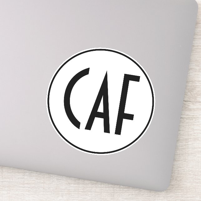 Monogrammed Black and White Kiss Cut Sticker (Detail)