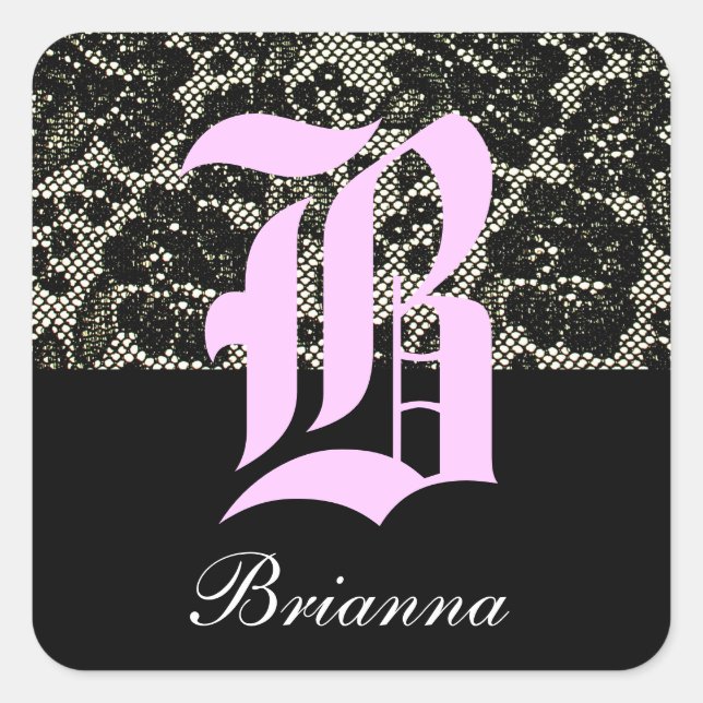 Monogrammed Black and White Letter B Sticker (Front)