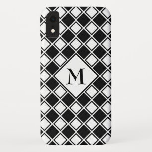 Monogrammed Black And White Squares Case-Mate iPhone Case