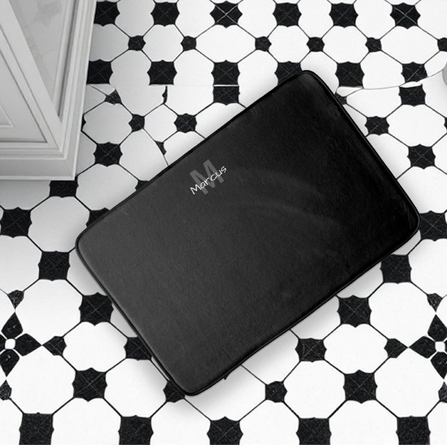 Monogrammed Black Chic Bath Mat (Creator Uploaded)