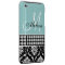 Monogrammed Black Damask Printed Diamonds Blue