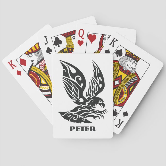 Monogrammed Black Eagle Playing Cards (Back)