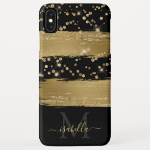 Monogrammed Black Gold Script Case-Mate iPhone Case