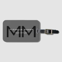 Monogrammed Black Grey Initials Name Occupation