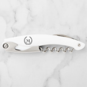 Monogrammed Black Laurel Wreath Corkscrew