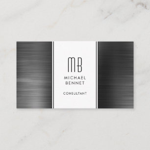 Monogrammed Black Metallic Foil Consultant Business Card