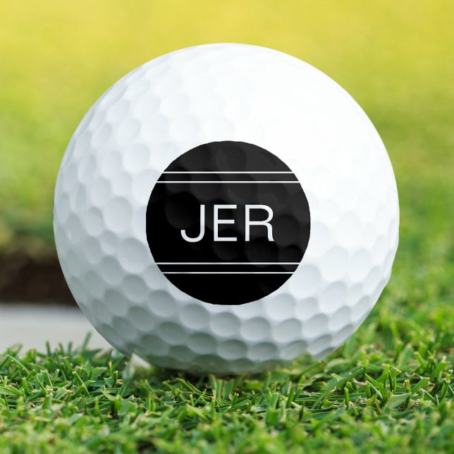 Monogrammed Black Template Personalised Golfer Golf Balls (Monogrammed Black Template Personalized Golfer Golf Balls)