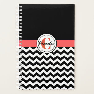 Monogrammed Black/White Chevron Planner