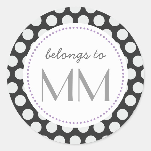 Monogrammed Black & White Dots - DIY Tags (Front)