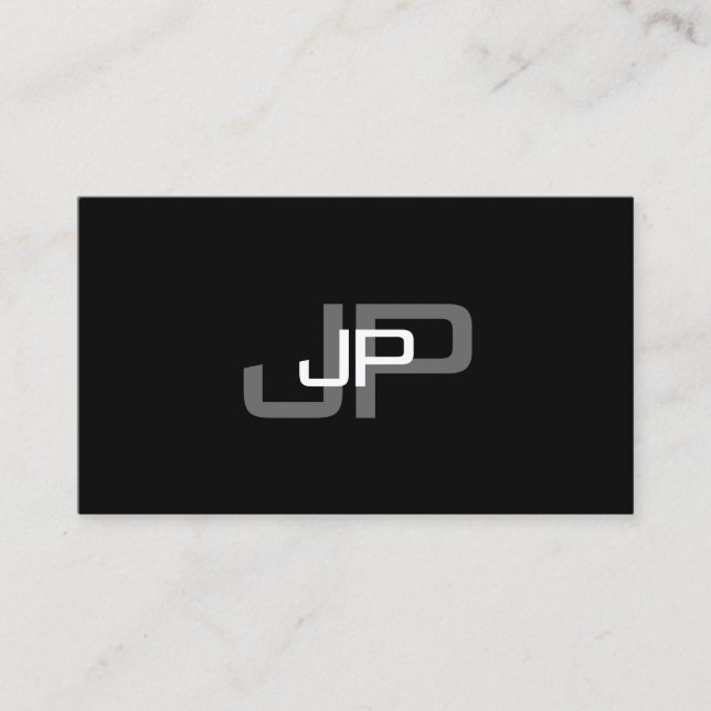 Monogrammed Black & White Minimalist Template Business Card (Front)