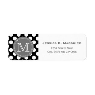 Monogrammed Black White Polka Dot Pattern