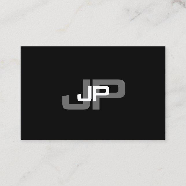 Monogrammed Black White Simple Modern Template Business Card (Front)