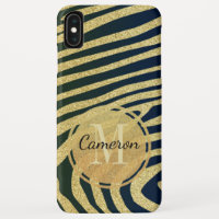 Monogrammed Black Zebra-Skin Stripes On Gold 