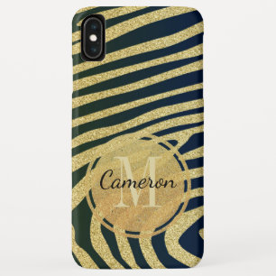 Monogrammed Black Zebra-Skin Stripes On Gold  Case-Mate iPhone Case