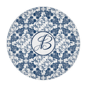 Monogrammed Blue and White English Countryside Cutting Board