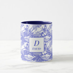 Monogrammed Blue And White Humpback Whale Mug