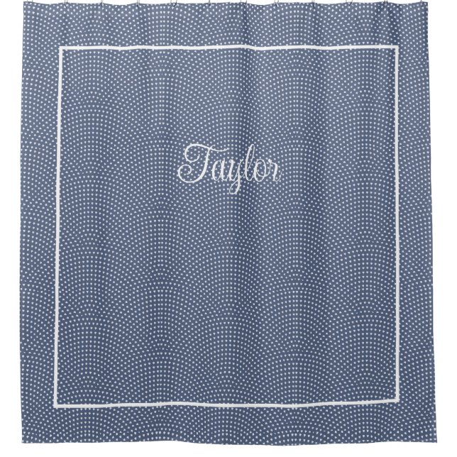 Monogrammed blue arches Shower Curtain Outlined (Front)