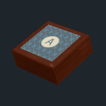Monogrammed Blue Argyle Keepsake Box<br><div class="desc">Dusty blue argyle gives this sleek wooden box retro style.  Use this elegant box as a jewellery box,   keepsake box,  decor,  etc... .Personalise this box by changing the monogram letter to suit your needs. This vintage style box is great for men or women. The design is from original art.</div>