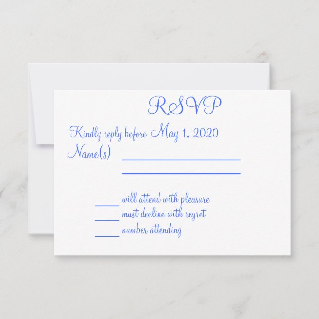 Monogrammed Blue Beach Wedding RSVP Cards (Front)