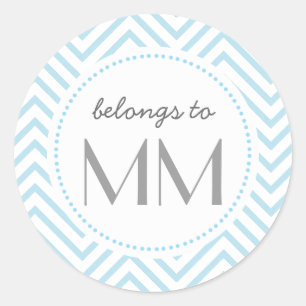 Monogrammed Blue Chevron - DIY Tags