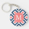 Monogrammed Blue Coral Diamond Ikat Pattern