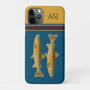 Monogrammed Blue fly fisherman trout  Case-Mate iPhone Case