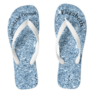 Monogrammed Blue Glitter Mother of Bride Groom Jandals