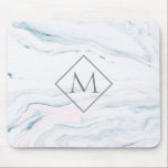 Monogrammed Blue Grey And Pink Marble Mouse Pad<br><div class="desc">Elegant modern blue-grey and pink marble stone. Custom Monogram</div>