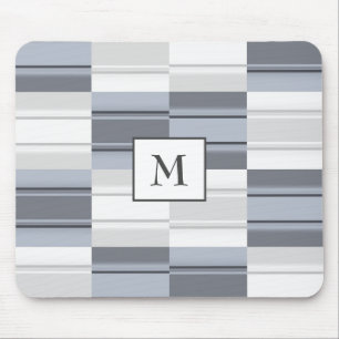 Monogrammed Blue- Grey Rectangle Mouse Pad