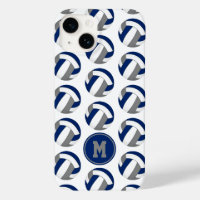 Monogrammed blue grey volleyballs pattern