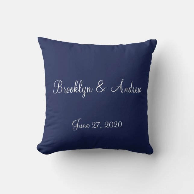 Monogrammed Blue Nautical Wedding Pillows (Front)