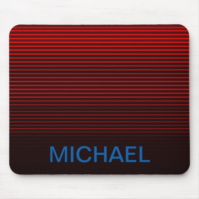 Monogrammed Blue Orange Red Black Stripes Mouse Pad (Front)