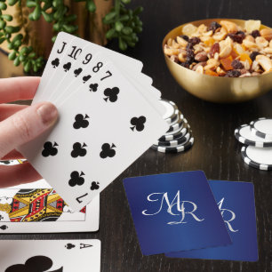 Monogrammed Blue Playing Cards